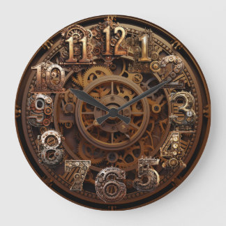 Steampunk-Uhr (Kupfer) Große Wanduhr