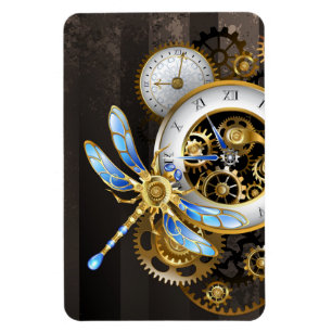 Steampunk-Uhr mit mechanischer Libelle Magnet