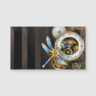 Steampunk-Uhr mit mechanischer Libelle Magnetkarte