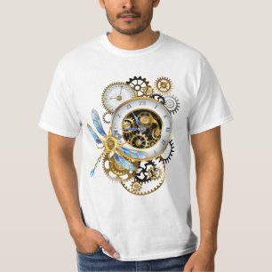 Steampunk-Uhr mit mechanischer Libelle T-Shirt