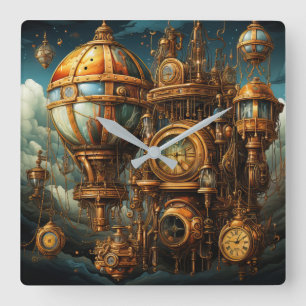 Steampunk-Uhr Quadratische Wanduhr
