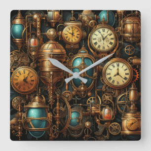 Steampunk-Uhr Quadratische Wanduhr