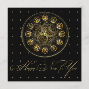 Steampunk Uhr-Silvester-Party Einladung