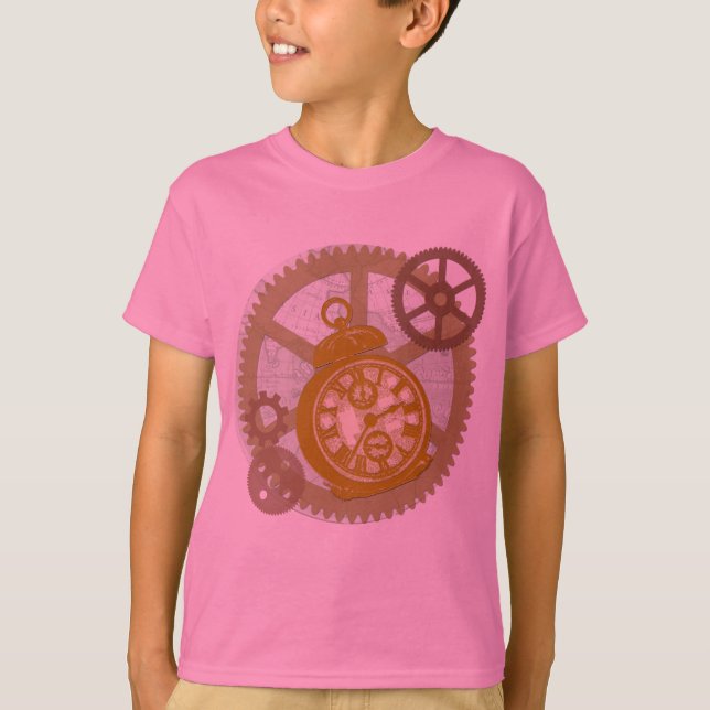 Steampunk Uhr und Gänge T-Shirt (Vorderseite)