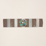 Steampunk-Uhr und türkisfarbene Rose auf Streifen<br><div class="desc">Gemusterte,  antike Uhr,  mit Schmuck geschmückt,  Goldschmiede und lateinische Zahlen mit türkisfarbenen Rose auf braunem,  gestreiften Hintergrund. Steampunkstil.</div>