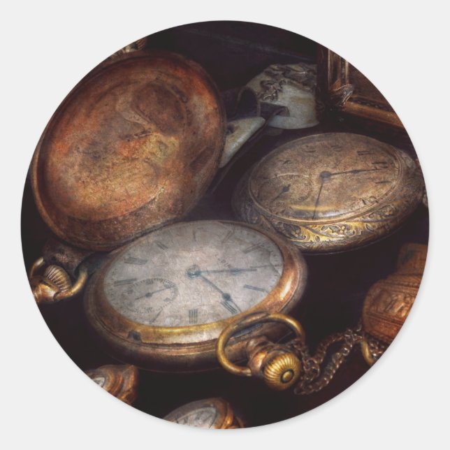 Steampunk - Uhr - Zeit getragen Runder Aufkleber (Vorderseite)