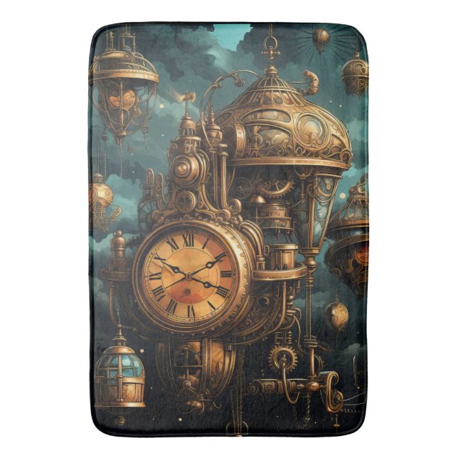 Steampunk Uhren Bath Mat Badematte (Vorderseite Vertikal)