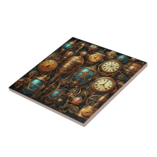 Steampunk-Uhren-Keramik Fliese