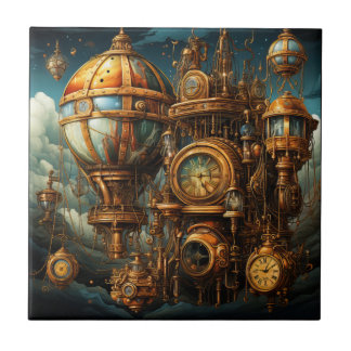 Steampunk-Uhren-Keramik Fliese