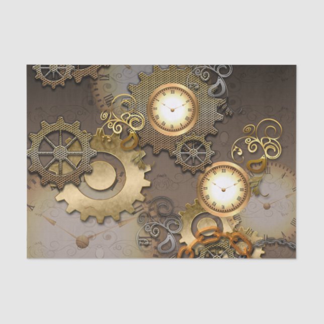 Steampunk, Uhren und Gänge Seidenpapier (Vorderseite)
