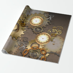 Steampunk, Uhren und Zahnräder i Geschenkpapier
