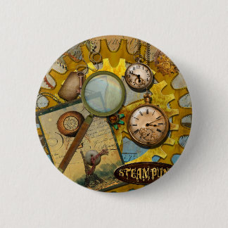 Steampunk-Uhren und Zeit Button
