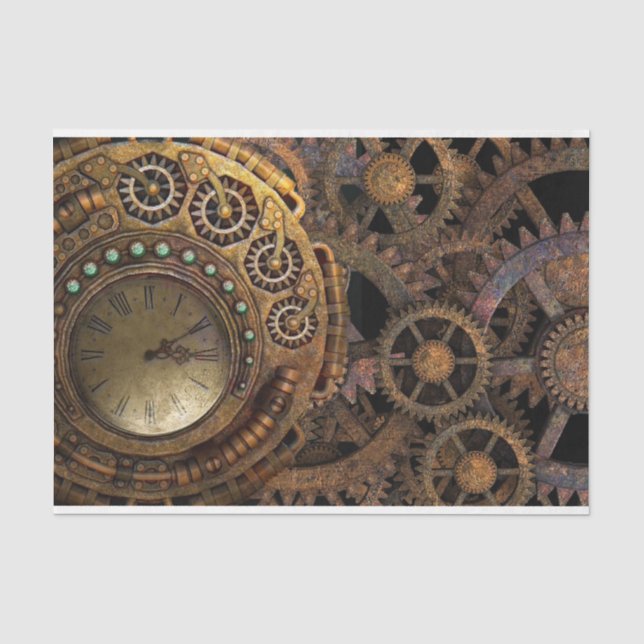 Steampunk-Uhrengeere deoupage Seidenpapier (Vorderseite)