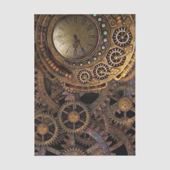 Steampunk-Uhrengeere deoupage Seidenpapier (Vorderseite)