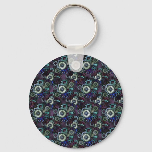 Steampunk-Uhrenteile - lila Druck von LeahG Schlüsselanhänger (Vorderseite)