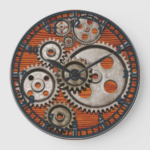 steampunk Uhrgang-Motor-Zahnuhr Große Wanduhr