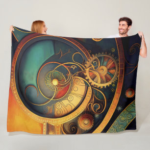 Steampunk-Uhrwerk-Abstraktes Design Fleecedecke