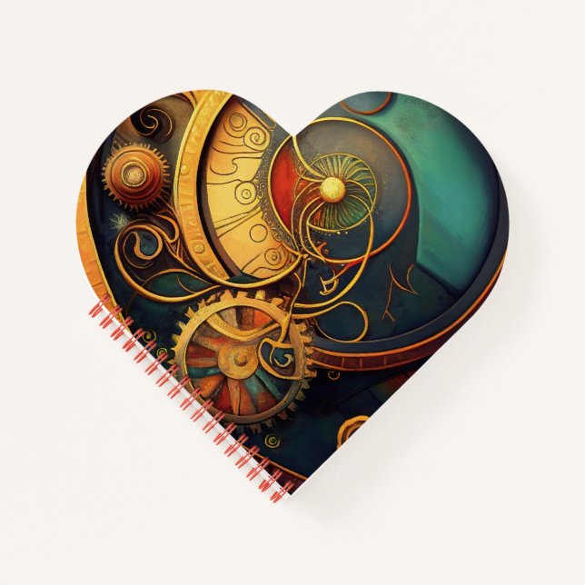 Steampunk-Uhrwerk-Abstraktes Design Notizbuch (Vorderseite)