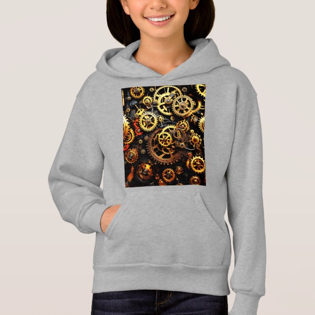 Steampunk-Uhrwerk Gears 1004 Hoodie (Vorderseite)