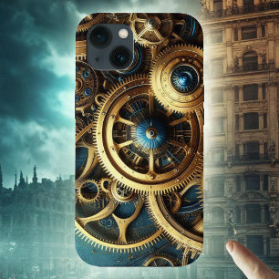 Steampunk-Uhrwerk Gold und Aquamarin Case-Mate iPhone Hülle