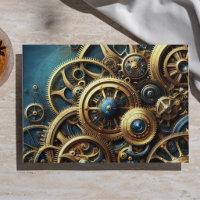 Steampunk-Uhrwerk Gold und Aquamarin