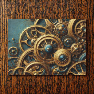 Steampunk-Uhrwerk Gold und Aquamarin Seidenpapier