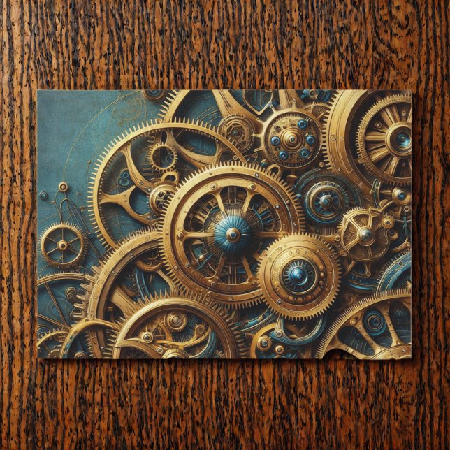 Steampunk-Uhrwerk Gold und Aquamarin Seidenpapier (Von Creator hochgeladen)