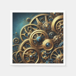 Steampunk-Uhrwerk Gold und Aquamarin Serviette