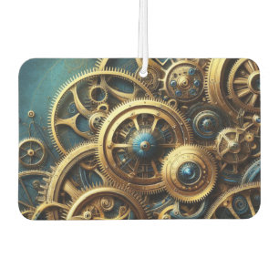 Steampunk Uhrwerk Gold und Türkis Autolufterfrischer