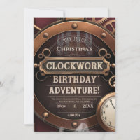 Steampunk-Uhrwerk-Vintage-Geburtstagsfeier