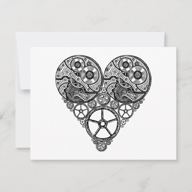 Steampunk-Uhrwerke und Verlobtes Getriebeherz (Vorderseite)