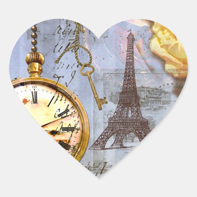 Steampunk- und Yellow Roses-Heftsticker Herz-Aufkleber (Vorderseite)