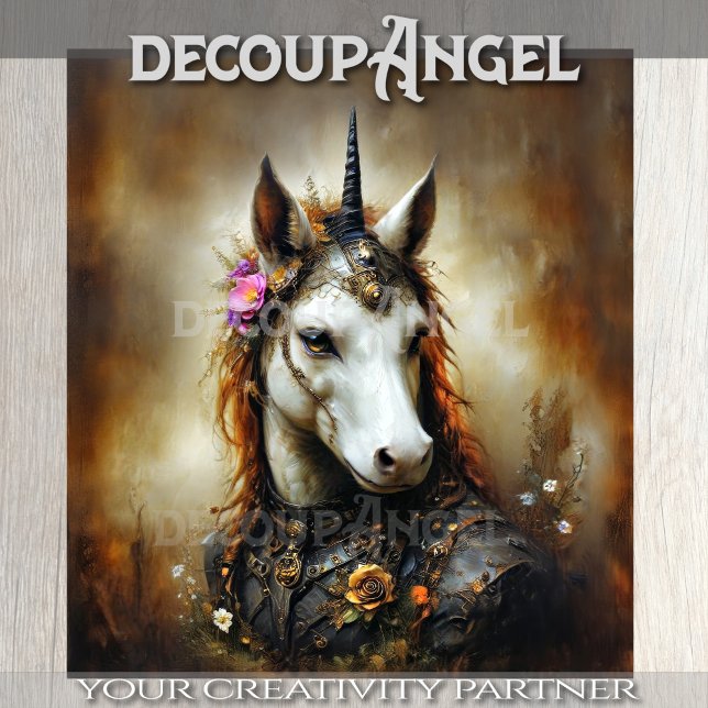 Steampunk Unicorn & Floral Fantasy Decoupage Seidenpapier (Von Creator hochgeladen)