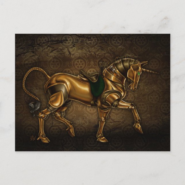 Steampunk Unicorn Postkarte (Vorderseite)