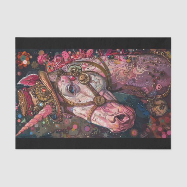 Steampunk Unicorn Seidenpapier (Vorderseite)