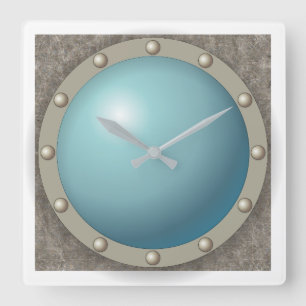 Steampunk Unterseeboot hublot Quadratische Wanduhr