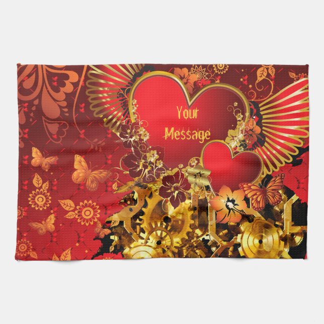 Steampunk Valentine 2 Küchentücher (Horizontal)