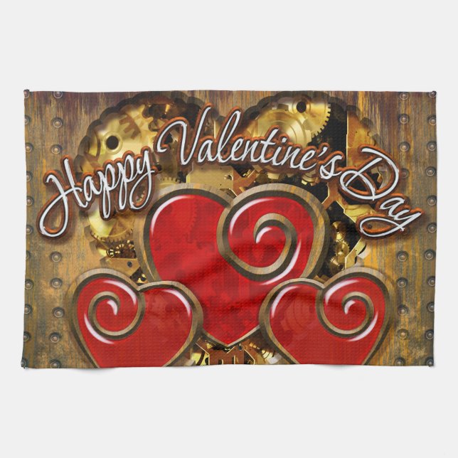Steampunk Valentine 3 Küchentücher (Horizontal)