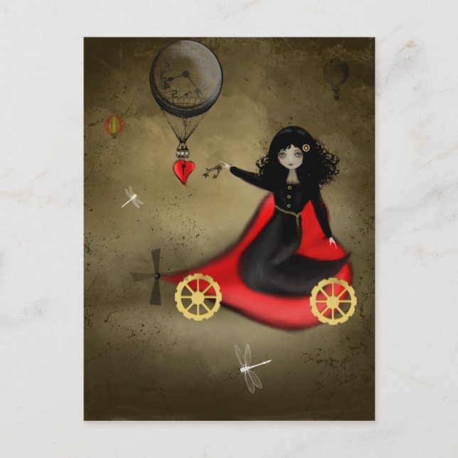 Steampunk Valentine Postcard Feiertagspostkarte (Vorderseite)