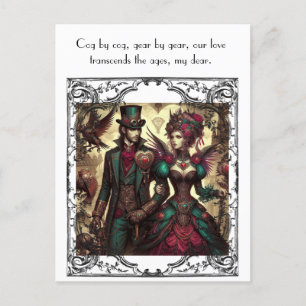 Steampunk Valentine Postkarte