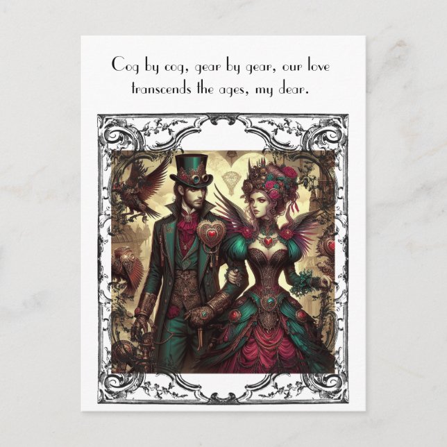 Steampunk Valentine Postkarte (Vorderseite)