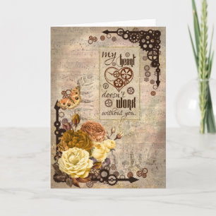 Steampunk Valentinstagskarte im Vintage-Stil - Lee Karte