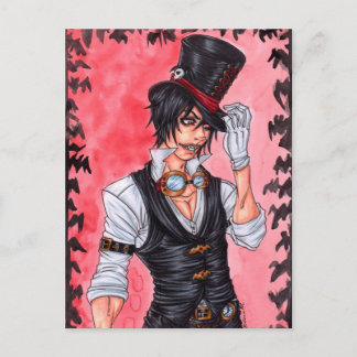 Steampunk-Vampir-Postkarte Postkarte