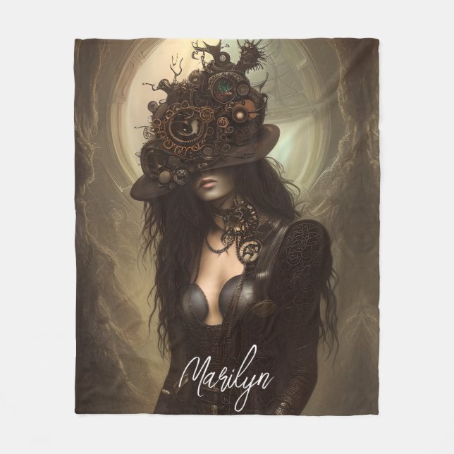 Steampunk verborgen Ihre Augen Original Artwork Fleecedecke (Vorderseite)