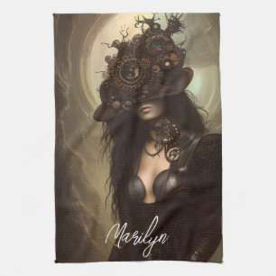 Steampunk verborgen Ihre Augen Original Artwork Geschirrtuch