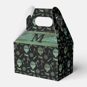 Steampunk Verdigris Balloons Monogram Gable Geschenkschachtel