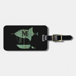 Steampunk Verdigris Bronze Airship Custom Monogram Gepäckanhänger