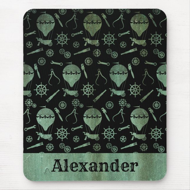 Steampunk Verdigris Bronze Balloons Individuelle N Mousepad (Vorne)