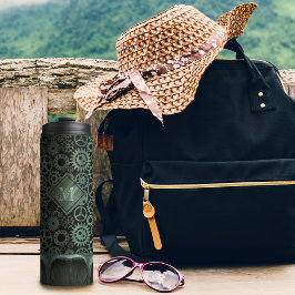 Steampunk Verdigris Bronze Gears Custom Monogram Thermosbecher