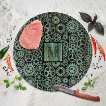 Steampunk Verdigris Bronze Gears Monogram